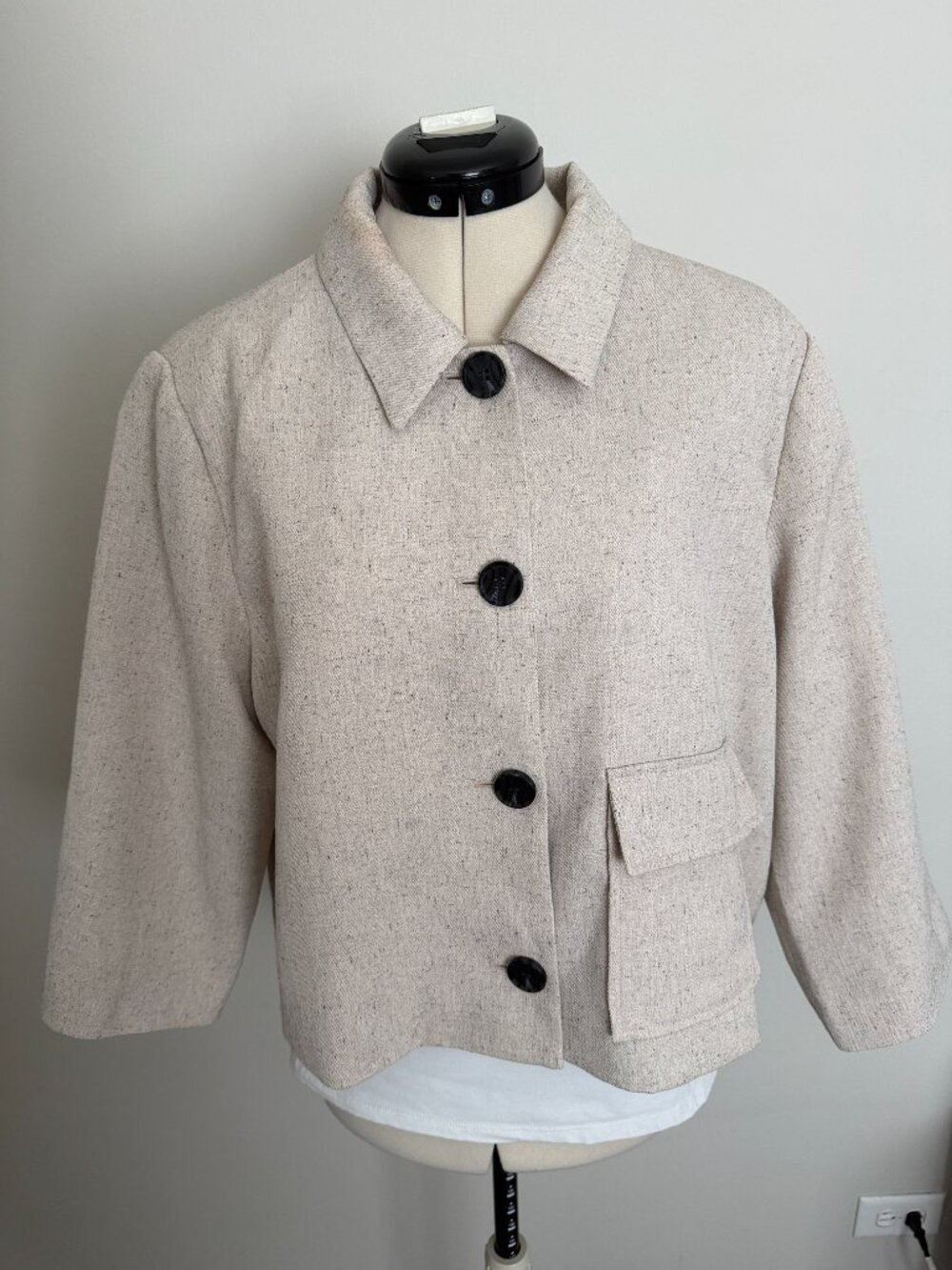 Vince Camuto Crop button-front Jacket patch pocket Women`s size XL